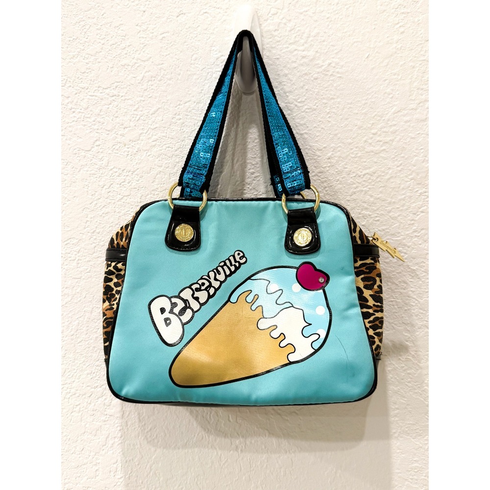 Vintage Betseyville Betsey Johnson Y2K Novelty Ice Cream Taco Leopard Bag Purse